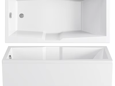 Sleek White Rectangular Bathtub With Integrated Drain And Smooth Surface For Modern Bathroom 3d model