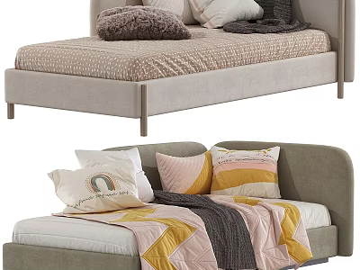 Cozy Grey Sectional Sofa With Colorful Pillows And Soft Woven Blanket 3d model