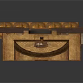 Classical Architectural Interior With Ornate Wooden Arch Door And Staged Platform
