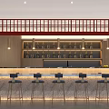 Japanese Izakaya Restaurant Exterior With Wooden Facade Lanterns And Bar Counter