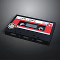 Vintage Red And Black Cassette Tape With Door Lock Label And Stickers