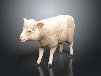 White Lamb Model Standing On Dark Background With Shiny Surface And Realistic Texture 3d model