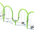Green Curved Swing Set As Charming Garden Ornament For Outdoor Spaces