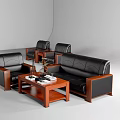 Modern Black Leather Sofa Coffee Table Set With Wooden Frame Side Tables Decorative Books