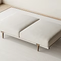 Minimalist Beige Upholstered Ottoman With Wooden Legs In Modern Living Space