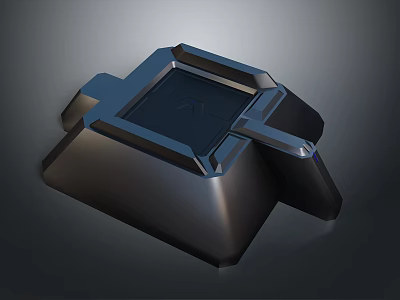 Beautiful Dark Landscape With Black Metallic Geometric Structure And Smooth Surface 3d model