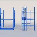 Sturdy Blue Metal Frame Fire Equipment Units For Industrial Storage 3d model