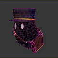 Cartoon Black Creature With Purple Hat Yellow Band Brown Bag And White Eyes