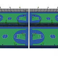 Outdoor Lights for Basketball Court with Fence and Night Illumination Setup