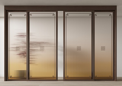 New Chinese style sliding door kitchen door 3d model