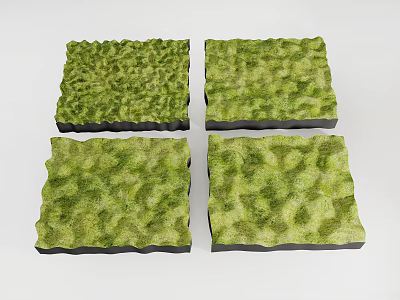 Square Green Moss Covered Turf Blocks For Garden Landscape Decorative Design 3d model
