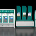 Self service Terminal Equipment With Multiple Kiosks And Digital Display Screens