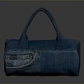 Blue Denim Handbag With Two Handles And Front Small Pocket For Daily Use 3d model
