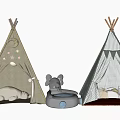 Kids Teepee Tents With Star Decor And Stuffed Elephant Bear Toys