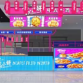 Chinese Fried Chicken Restaurant With Bright Signage And Menu Display Cases