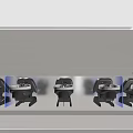 Modern Beauty Salon Interior With Black Chair Blue Lighting White Walls Cabinets And Beauty Products