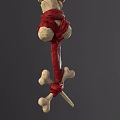 3D Model of Bone Structure with Red Accents and Curved Spiked Design