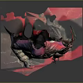 Detailed Batman Statue With Armored Costume Red Helmet Cape And Base