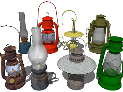 Vintage Style Candle Lamps In Multiple Colors And Classic Designs For Home Decor 3d model