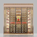 Luxurious Modern Wine Cabinet Interior Design With Gold Frame Glass Doors And Wine Racks
