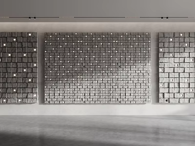 Modern Wall Decor Featuring Square Modules With Small Lights In Neat Geometric Arrangement 3d model