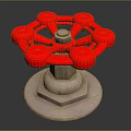 Red Spoked Valve Handwheel Featuring Sturdy Metal Base And Industrial Design