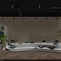 Modern Cafe Interior Design With Pendant Lights Round Tables And Red Tram Decor