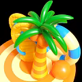 Inflatable Summer Beach Decor With Yellow Flip Flops Green Palm Tree And Orange Striped Elements