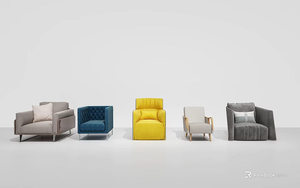 Modern Single Sofa Collection With Various Colors And Stylish Designs For Living Space 3d model