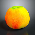 Fresh Ripe Apple With Yellow Orange Red Gradient Color And Green Top On Dark Background
