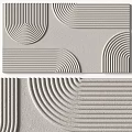 Square Rug With Geometric Curved Lines Textured Surface In Neutral Tone 3d model