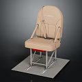 Beige Upholstered Furniture Seat with Metal Frame Safety Belt and Gray Platform Base