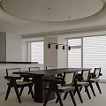 Modern Living Dining Room Interior With Blinds Sofa Coffee Table And Shelf 3d model