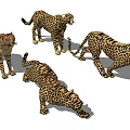 Leopard Patterned Reptiles Showcasing Diverse Movement Poses And Details 3d model