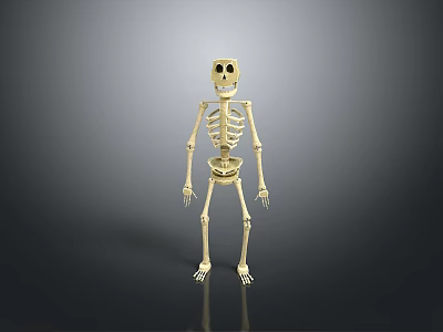Cartoon Skeleton 3D Model as Game Movie Character with Stylized Design 3d model