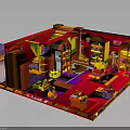 Colorful Lego Indoor Scene With Miniature Furniture And Toy Decorations