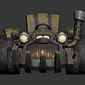 3D Model Retro Mechanical Vehicle With Yellow Seat Large Wheels And Metal Bumper