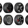 Various Car Tires With Stylish Alloy Wheels And Modern Rim Designs