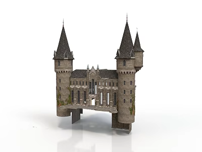 Medieval Castle Architecture With Stone Towers Pointed Spires And Archway Design 3d model