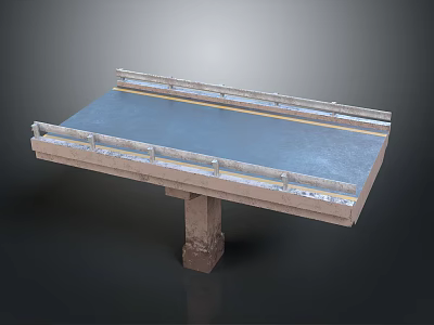 Bridge Structure With Deck Yellow Lane Lines Metal Guardrails And Concrete Pier Design 3d model