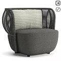 Modern Woven Leisure Chair With Gray Cushion And Curved Backrest Design
