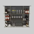 Elegant Wine Bottles and Glasses Collection Displayed on Modern Shelf with Various Types