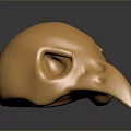 Golden Bird Skull Organ With Beak And Eye Socket Features 3d model