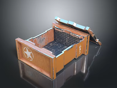 Equipment Storage Case In Orange With Open Lid Inner Grid And Star Logo Design 3d model