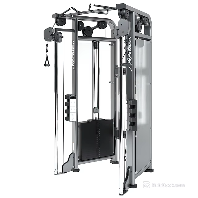 Multi Functional Home Gym Fitness Equipment With Steel Frame And Cable System 3d model 
