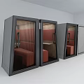 Public Facilities Enclosed Booths With Orange Seats And Glass Doors