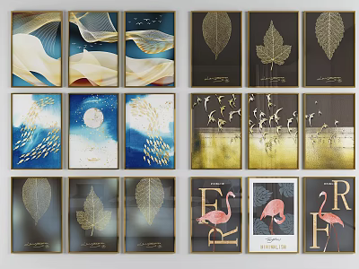 Modern abstract painting decorative hanging painting 3d model