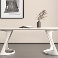 Cream Style Dining Table Modern Dining Table Simple Dining Table 3d model