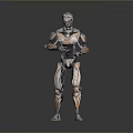 Futuristic Robot Character with Mechanical Armor and Glowing Core in Sci Fi Game Movie Scenes