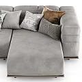 Gray L Shaped Sectional Sofa With Patterned Cushions And Throw Blanket 3d model